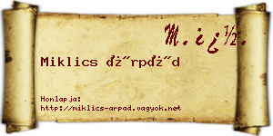 Miklics Árpád névjegykártya